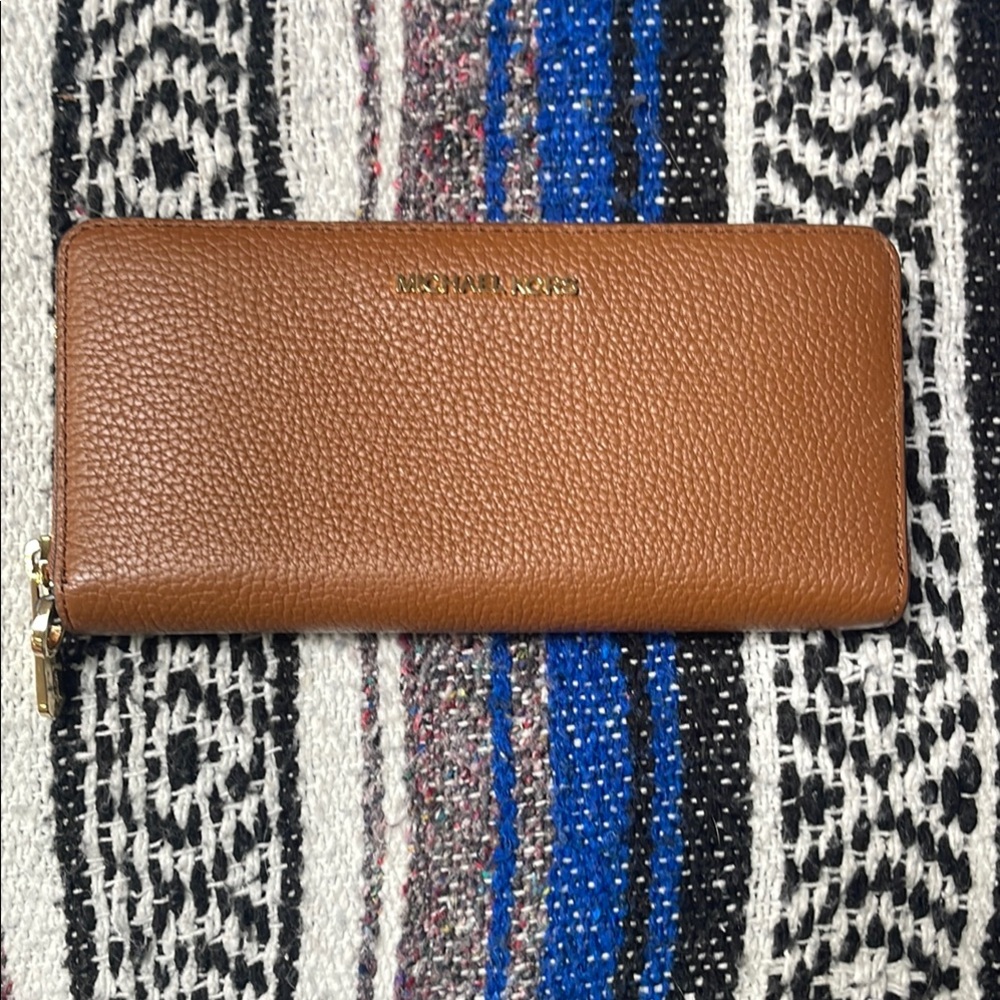 Michael Kors Tan Leather Zip Wallet